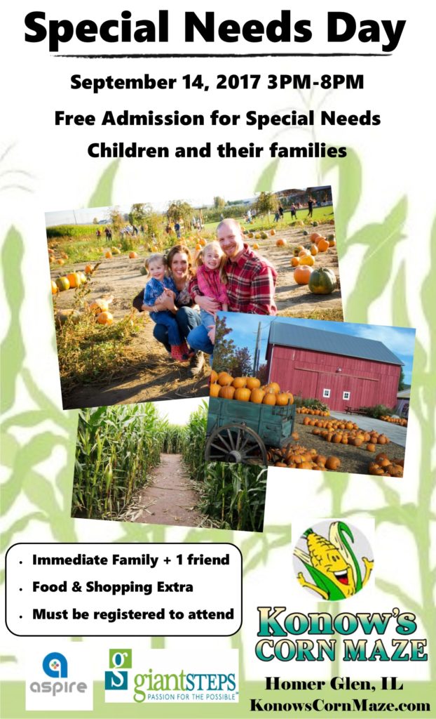 Special Needs Day Flyer Konows Konow's Corn Maze
